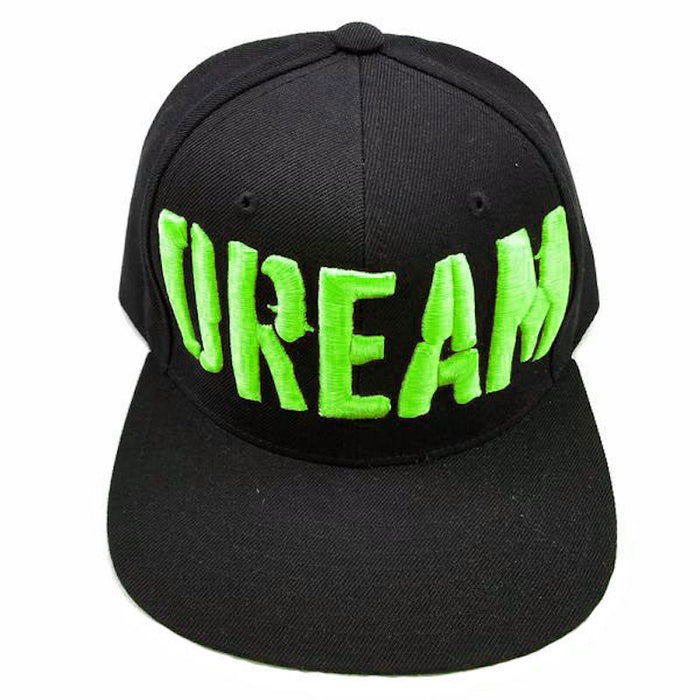 Big Bass Dreams Snapback Hat- DREAM Black/Green Embroidery