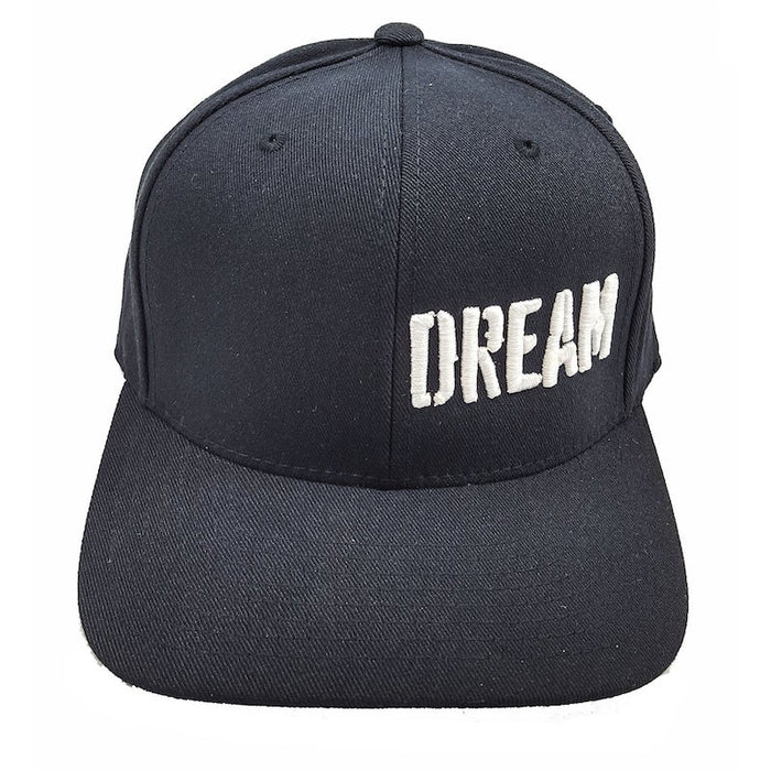 Big Bass Dreams Snapback Hat- DREAM Curved Black/White Embroidery