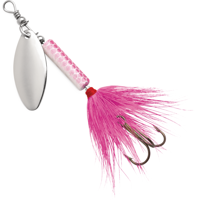 Blue Fox Whiptail Deep Runner Inline Spinner- Pink White