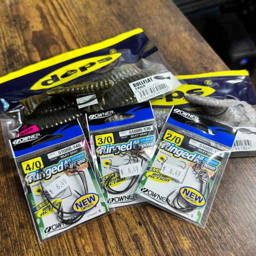 DEMO Deps Bull Flat and Owner Ringed Soft Bait Hooks
