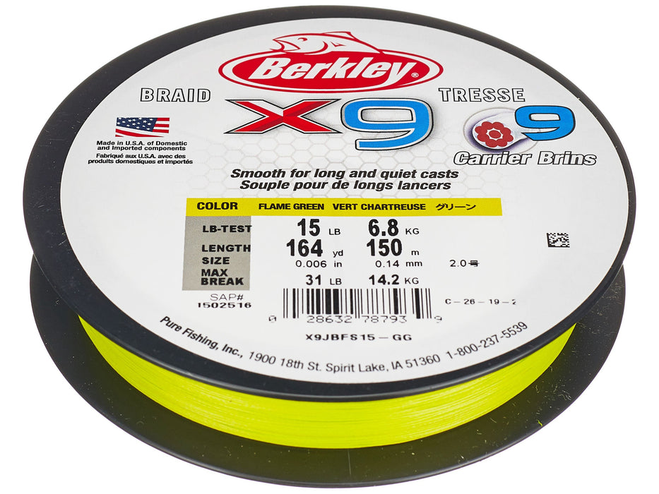 Berkley X9 Braided Fishing Line 9 Times for Saltwater and Freshwater  Fishing : : Sports & Outdoors
