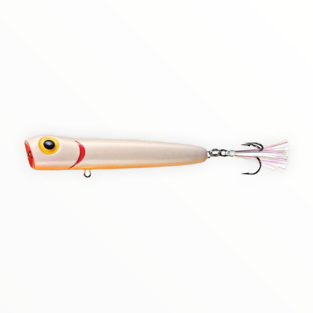chug ike fishing lure KAUTZKY Vintage Topwater YELLOW w/ BLACK DOT 4oz popper generates extended Storm Rattlin Chug Bug 08
