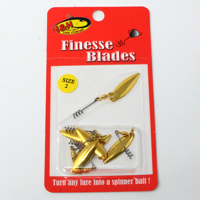 H&H Finesse Worm Spinner Blade #2 Willow Gold 6 Pack - FBWS-W2G