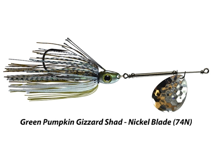 Picasso Lures All-Terrain Weedless Inline Spinner 1/2 oz / Green Pumpkin Gizzard Shad / Nickel